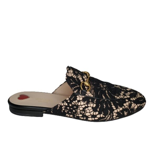 Gucci Princetown Lace Horsebit Flats Mules Loafers - Picture 1 of 9